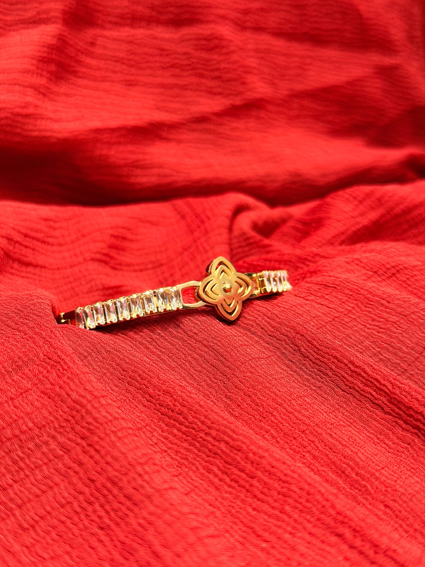 American Diamond Rose Gold-Plated AntiTarnish Push Pull Bracelet