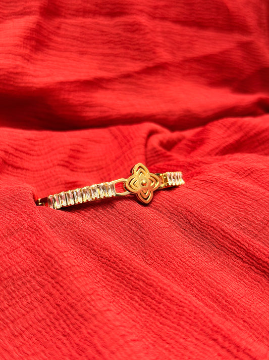 American Diamond Rose Gold-Plated AntiTarnish Push Pull Bracelet