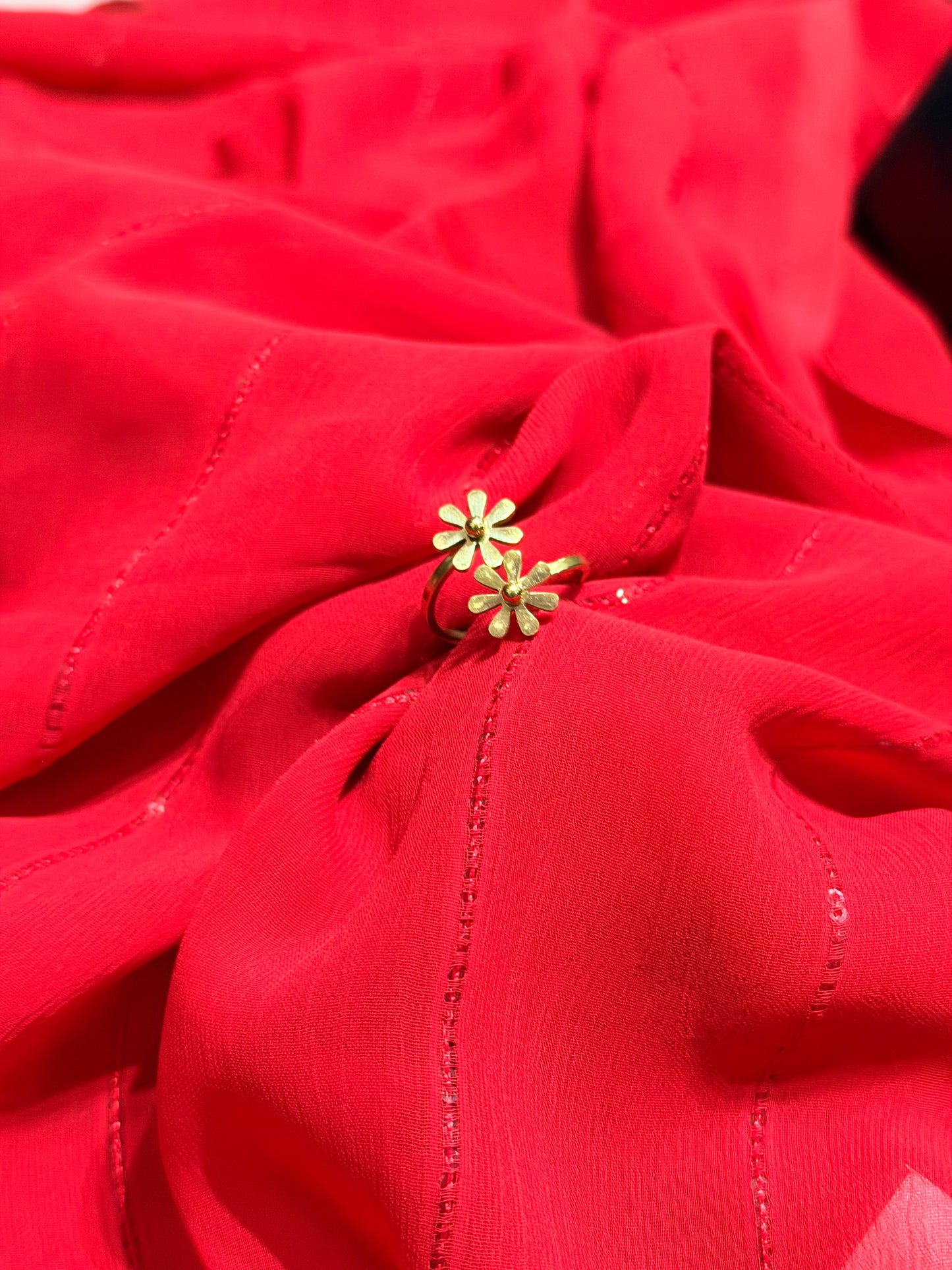 Daisy Flower Adjustable Gold Plated Stainless Steel Ring