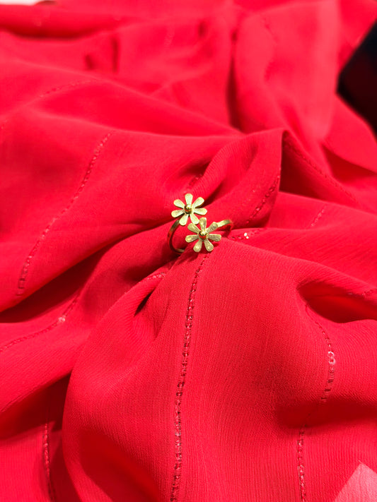 Daisy Flower Adjustable Gold Plated Stainless Steel Ring