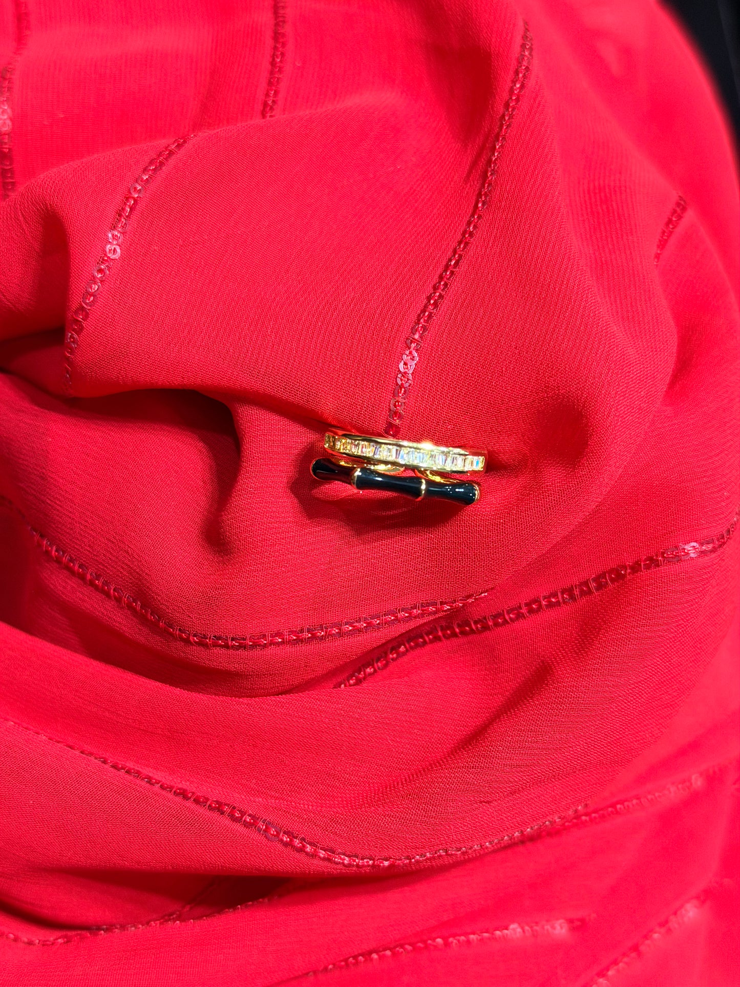 Bamboo Design Adjustable Gold Plated Ring