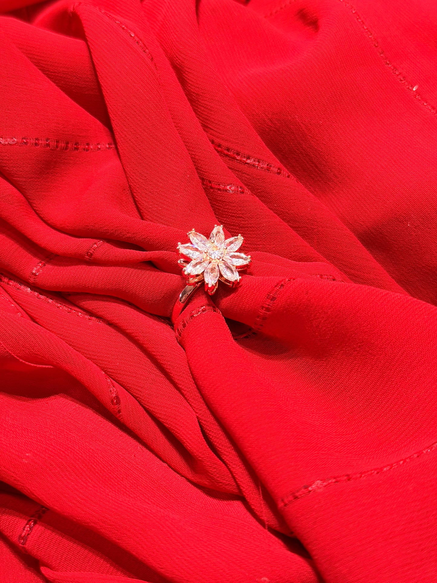 Peachy Pink and White Stones Rose gold-plated Adjustable Ring