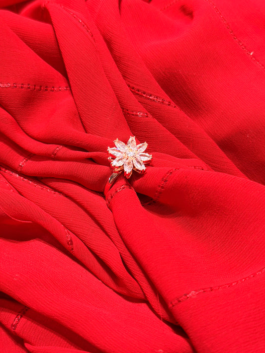 Peachy Pink and White Stones Rose gold-plated Adjustable Ring