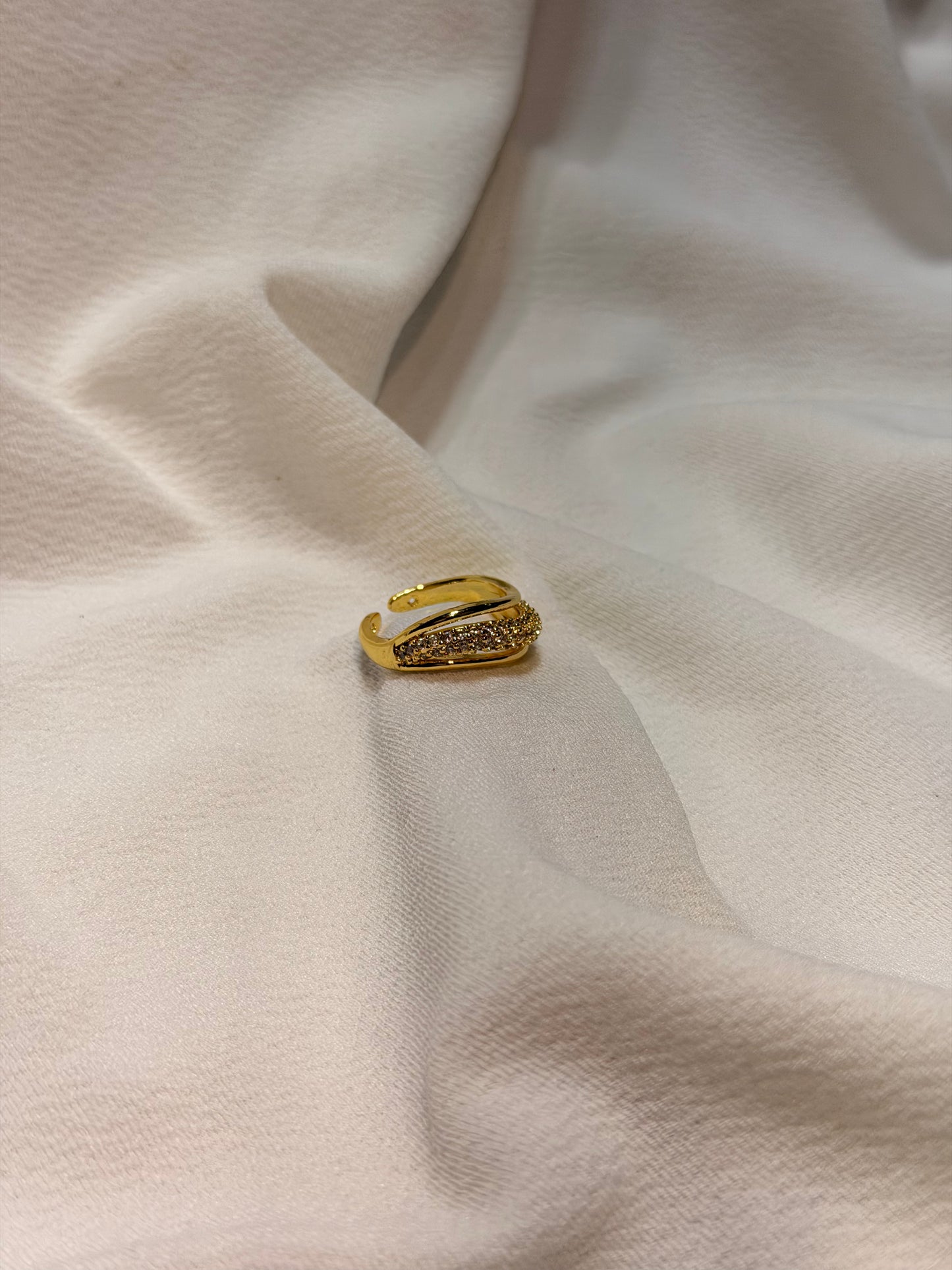 Crisscross Design Gold-plated Adjustable Ring