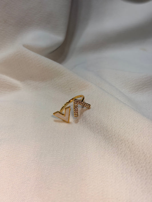 V-shaped Gold-plated Open Ring