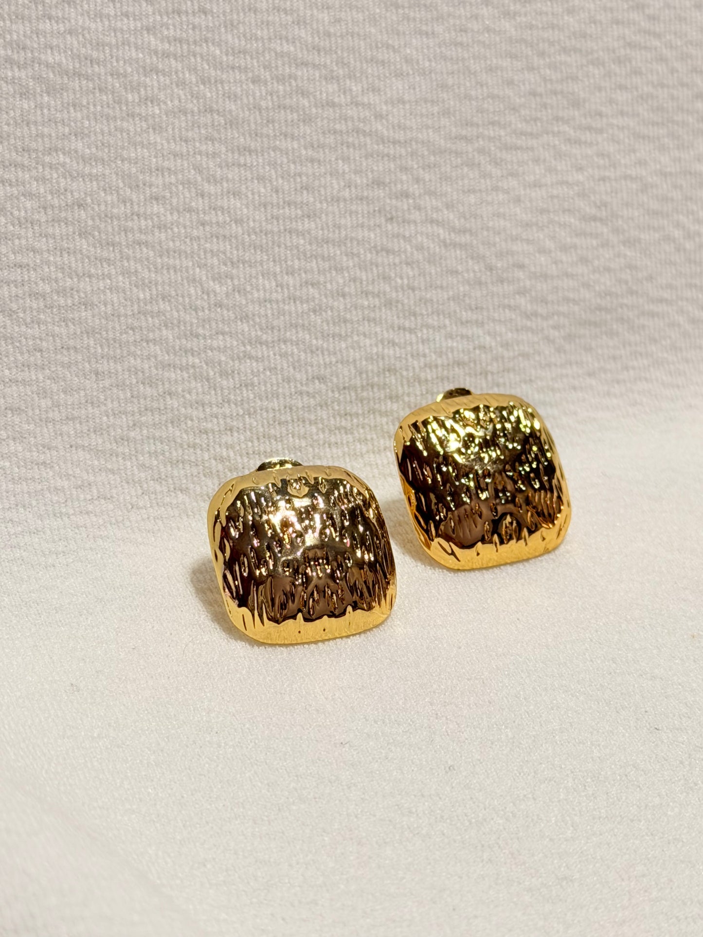Hammered Texture Square Stud Earring