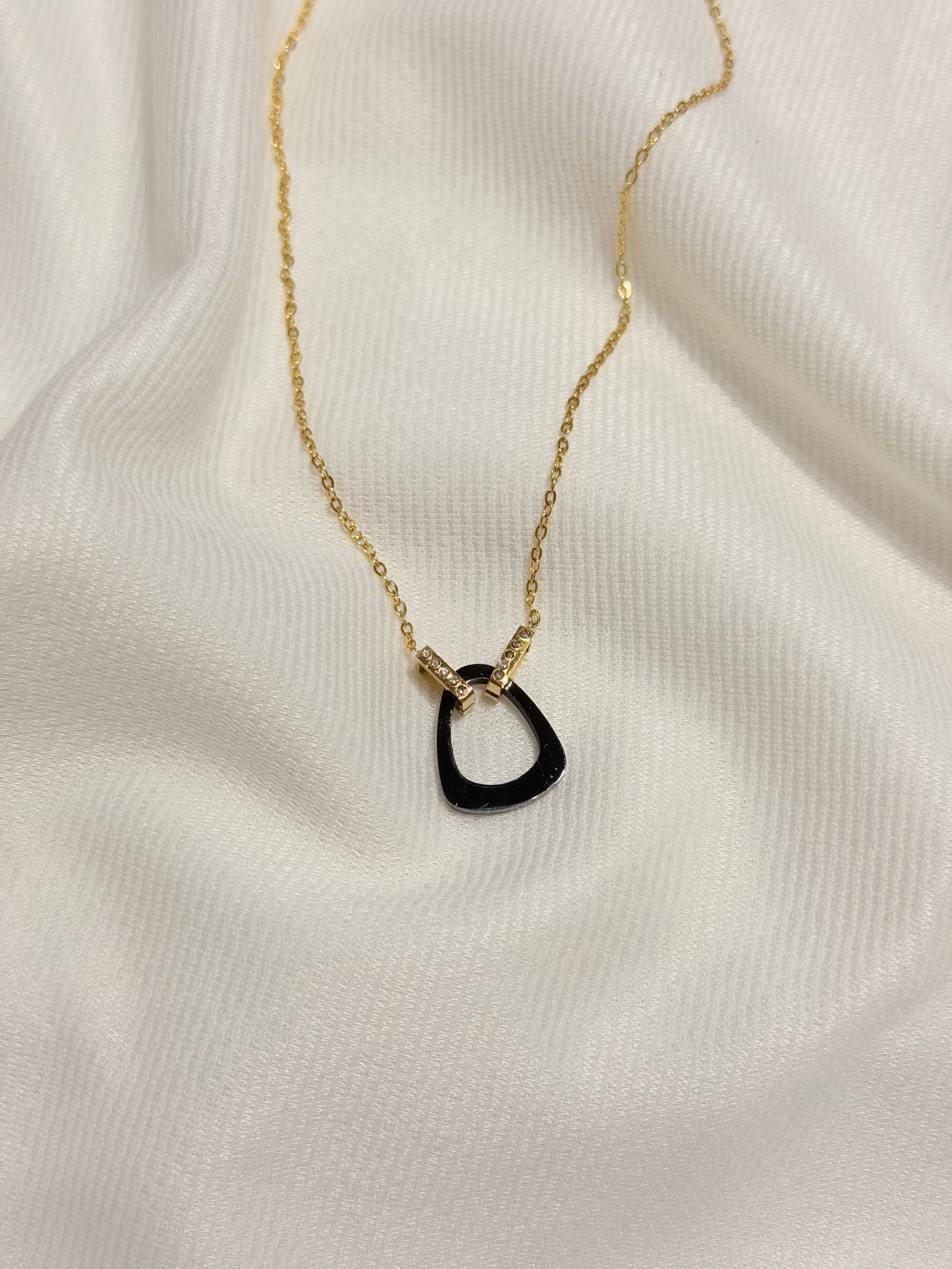 Black Enamel 22k Gold Plated AntiTarnish Chain Pendant