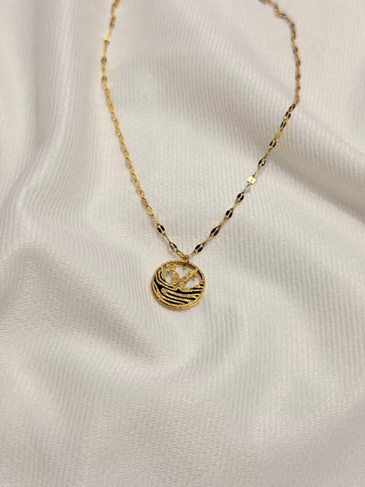 Gold and Black Enamel Gold Plated Anti Tarnish Chain Pendant