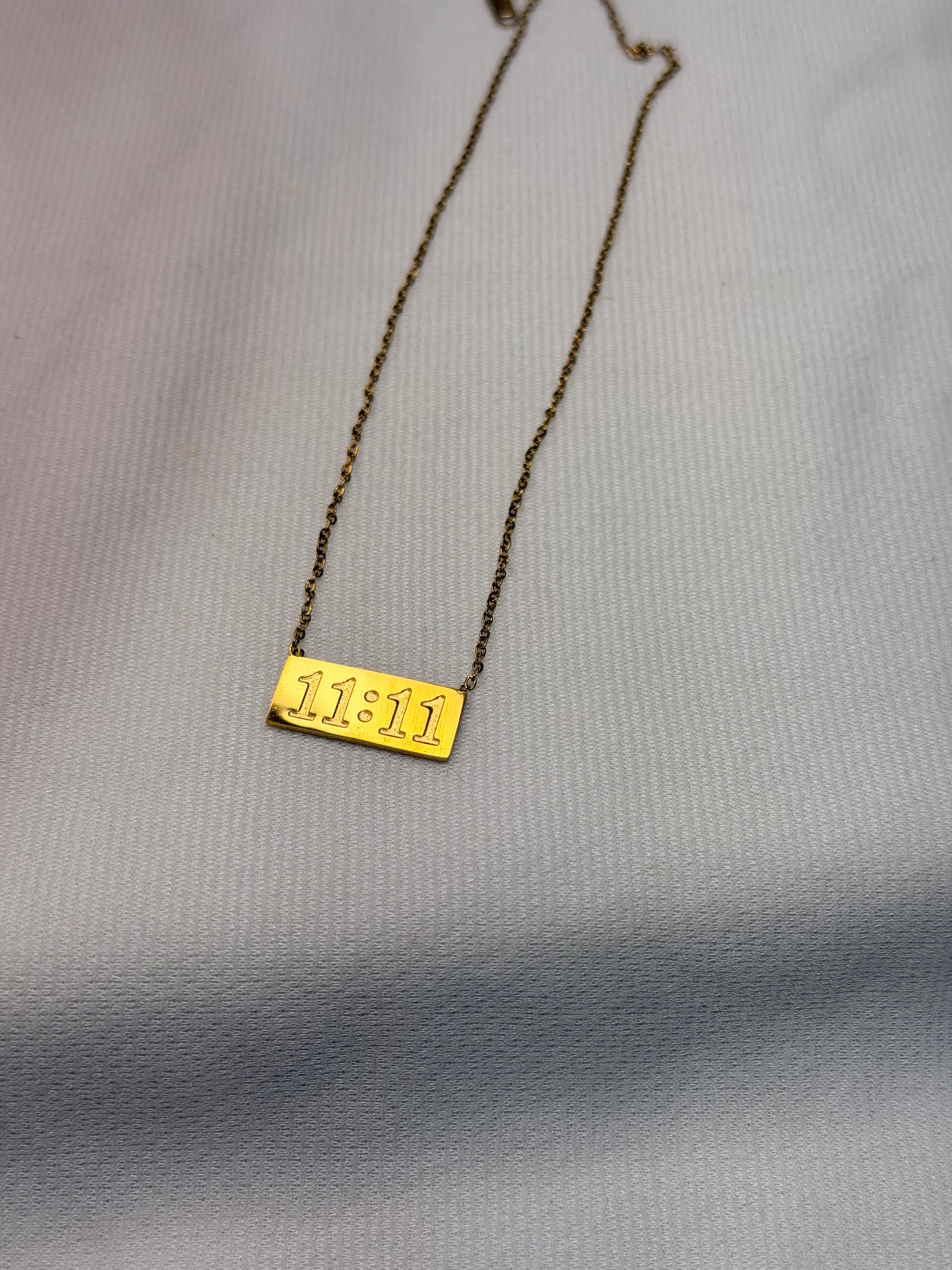 11:11 Angel number 18k Gold Plated Stainless Steel Anti Tarnish Chain Pendant